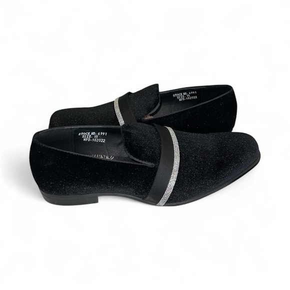 After Midnight Other - After Midnight Mens Black Velvet Loafer with Rhinestones Prom Slip-On Shoes $65
